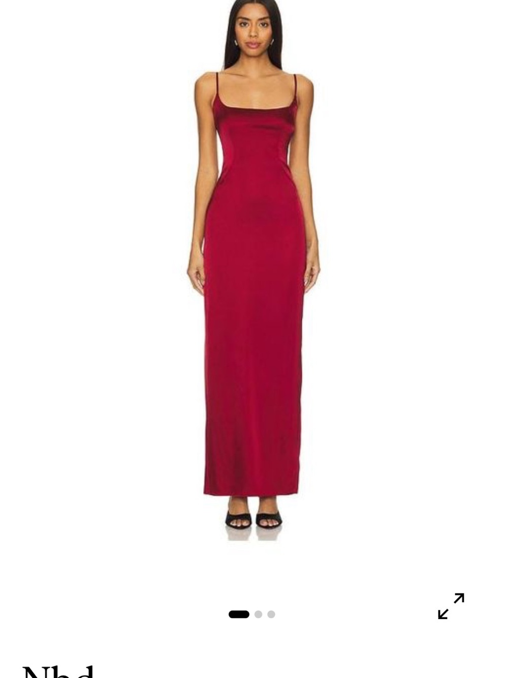 NBD Satin Slip Maxi Dress in Wine Red